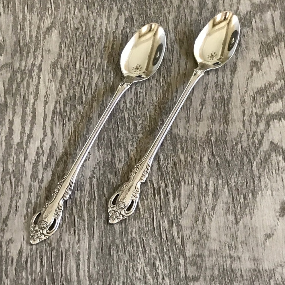Oneida Community Brahms Stainless Iced Tea Spoons Lot of 2